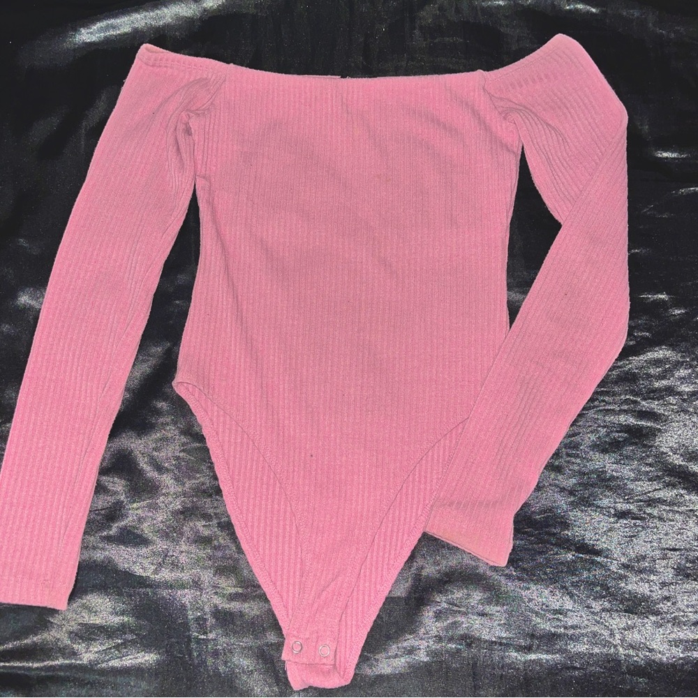 Pink shoulder cut Body suit